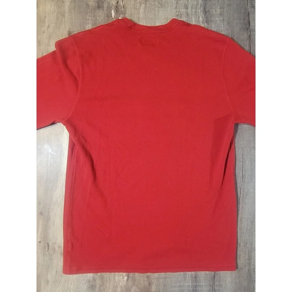 Polo Ralph Lauren Men's Large Red‎ Waffle Knit Thermal Shirt Big Logo Sleepwear